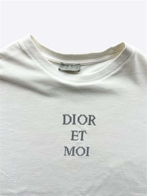 Dior White Dior Et Moi Sequin Embellished Logo T